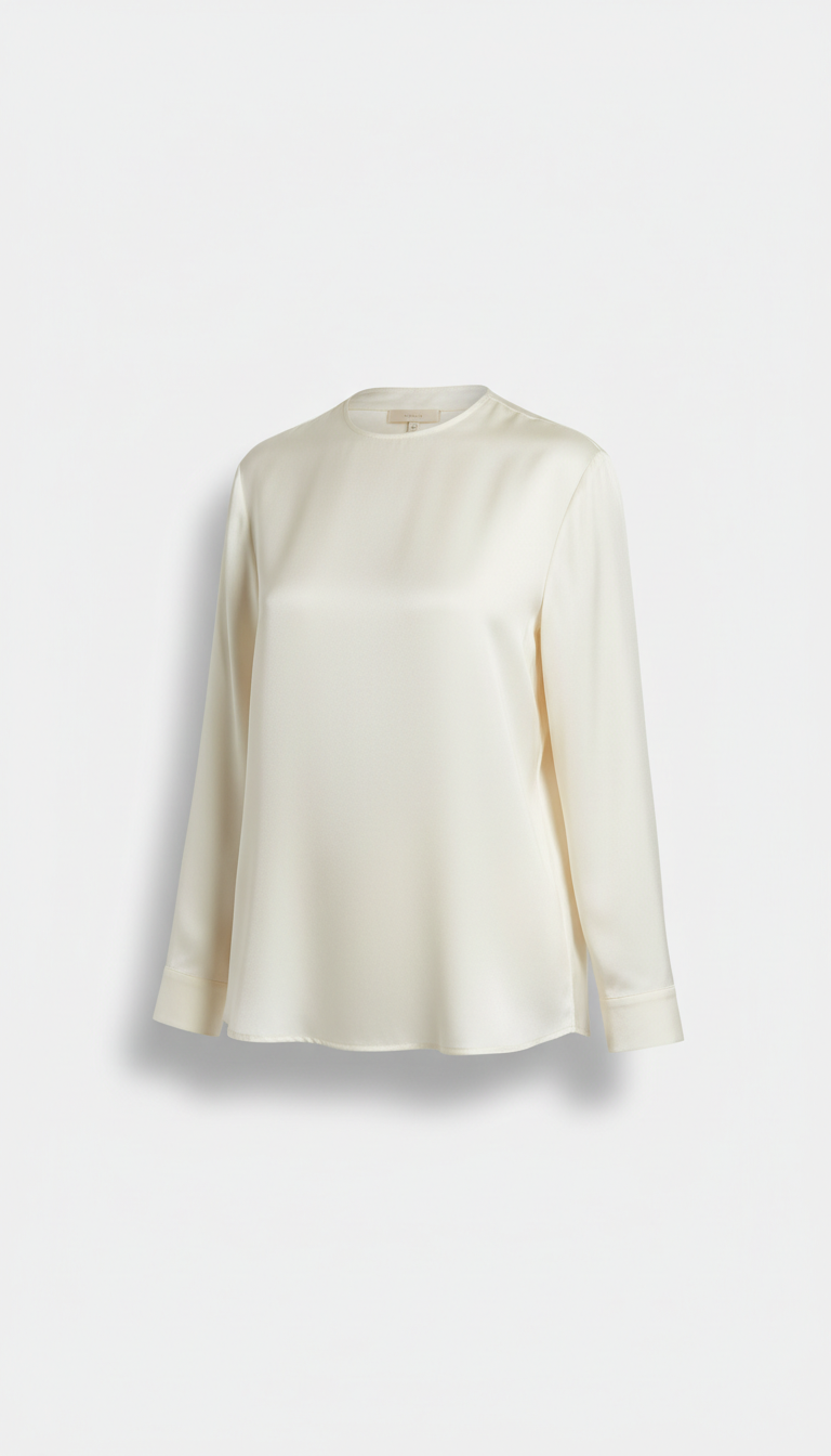 Ivory Silk Blouse With Draped Collar